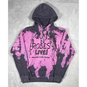 Guns N Roses Hoodie Men M Pink Black Bleach Dye Welcome To The Jungle